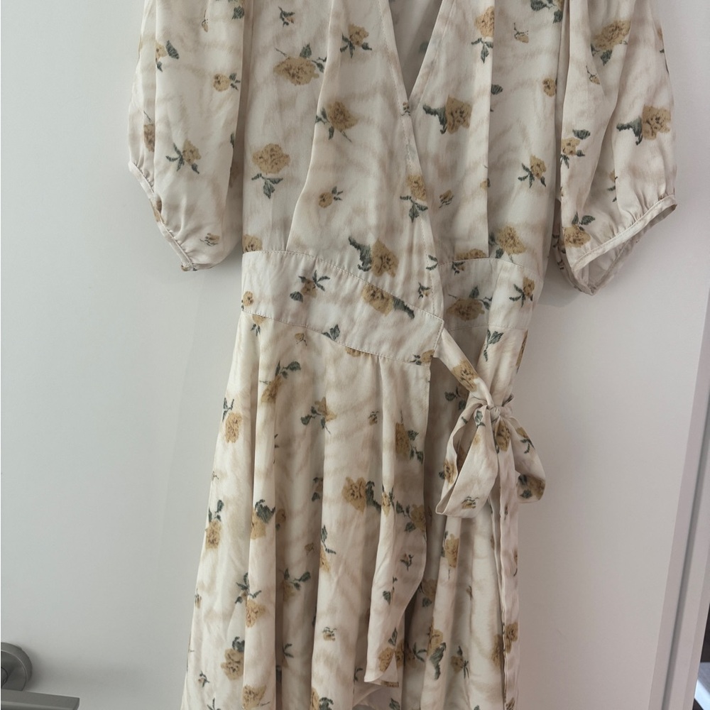 Floral Wrap Dress in Cream